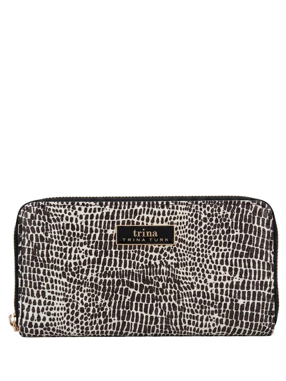 Trina Turk Croc Pattern- Black and White Patterned Zip Wallet- NWT!